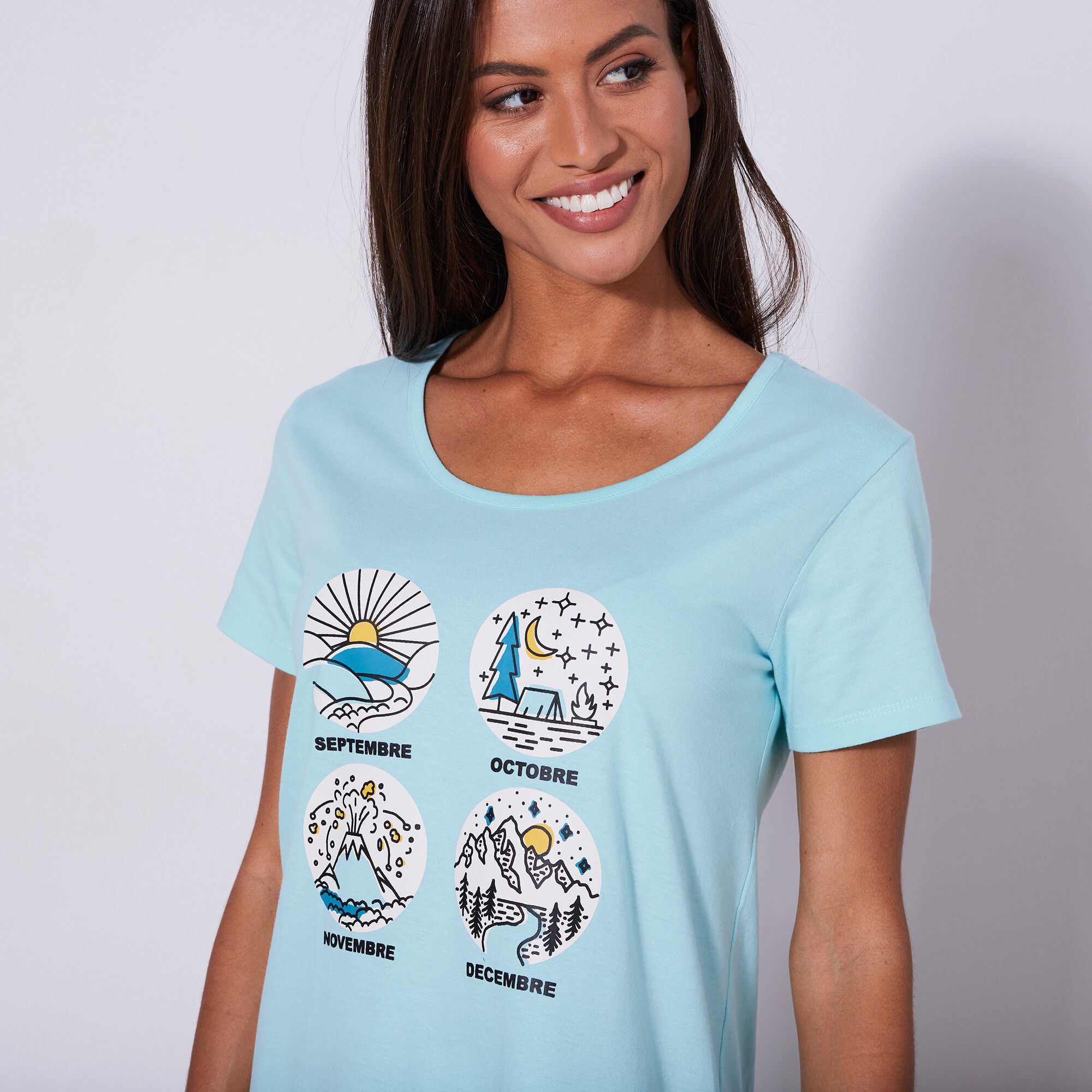 Chemise de nuit courte manches courtes avec « calendrier hivernal »