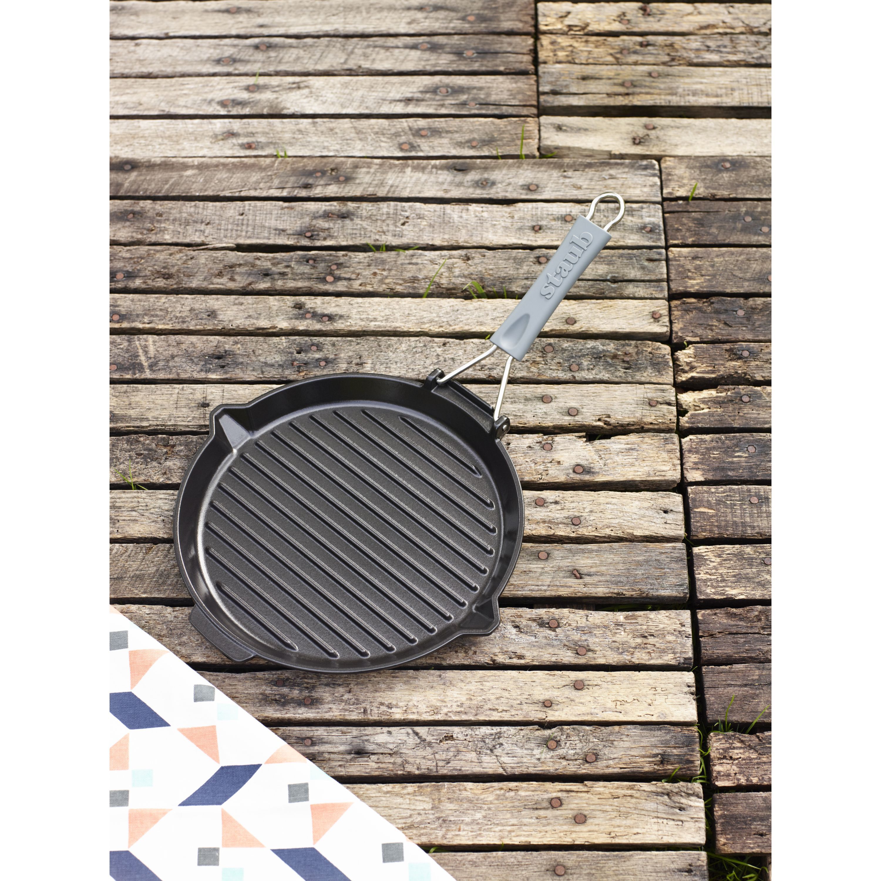 Grillpfanne mit Ausgießnase 28 cm, Gusseisen, Schwarz