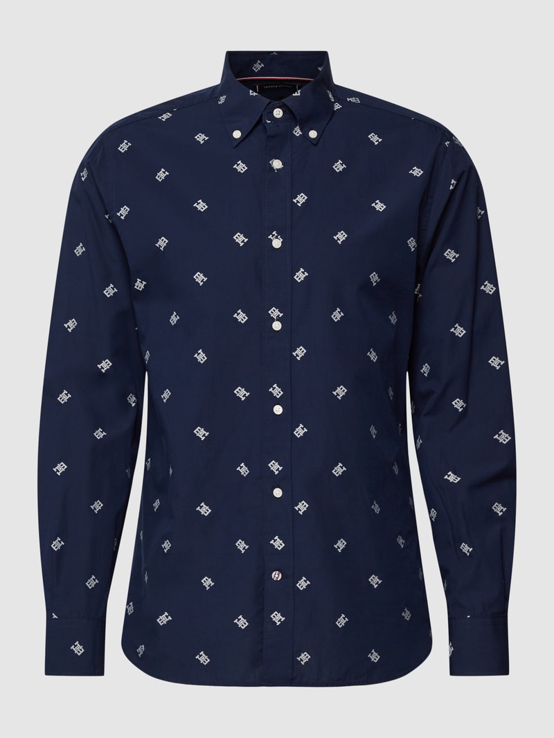 Freizeithemd mit Button-Down-Kragen Modell 'SPACED OUT MONOGRAM' in marineblau
