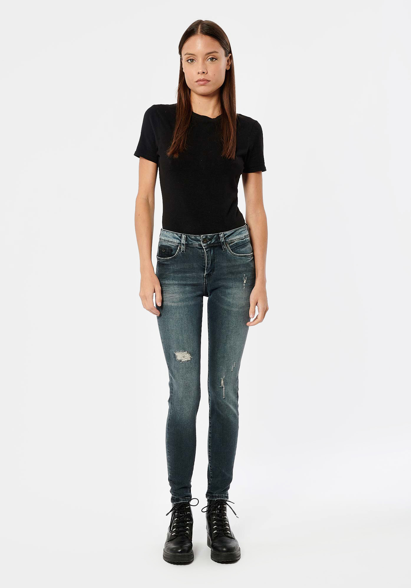 FLORE  Jean slim gris femme
