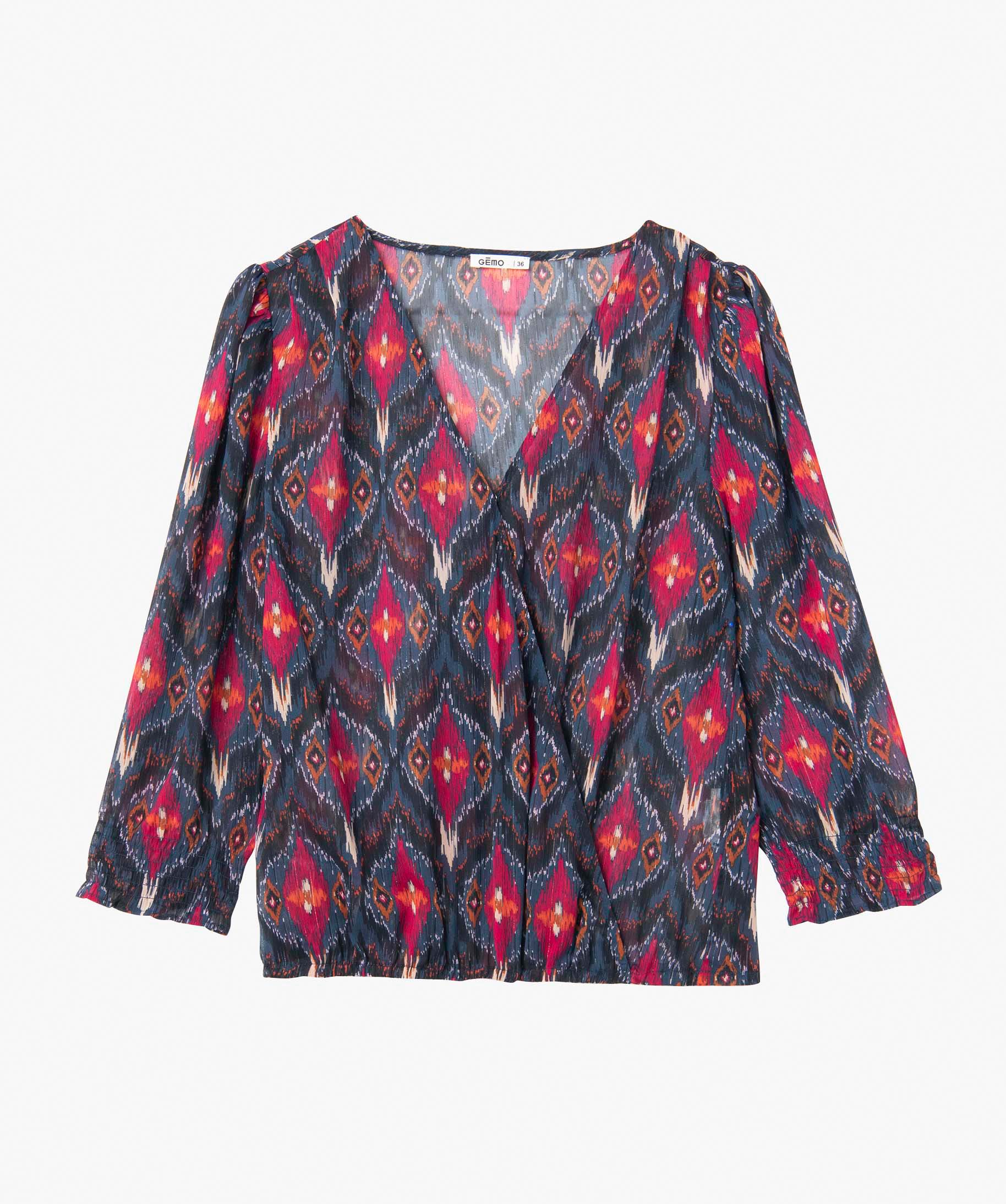 Blouse femme imprimée en voile avec rayures pailletées imprime | GEMO