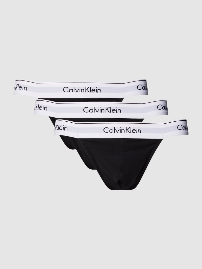 String mit elastischem Logo-Bund Modell 'MODERN' in schwarz