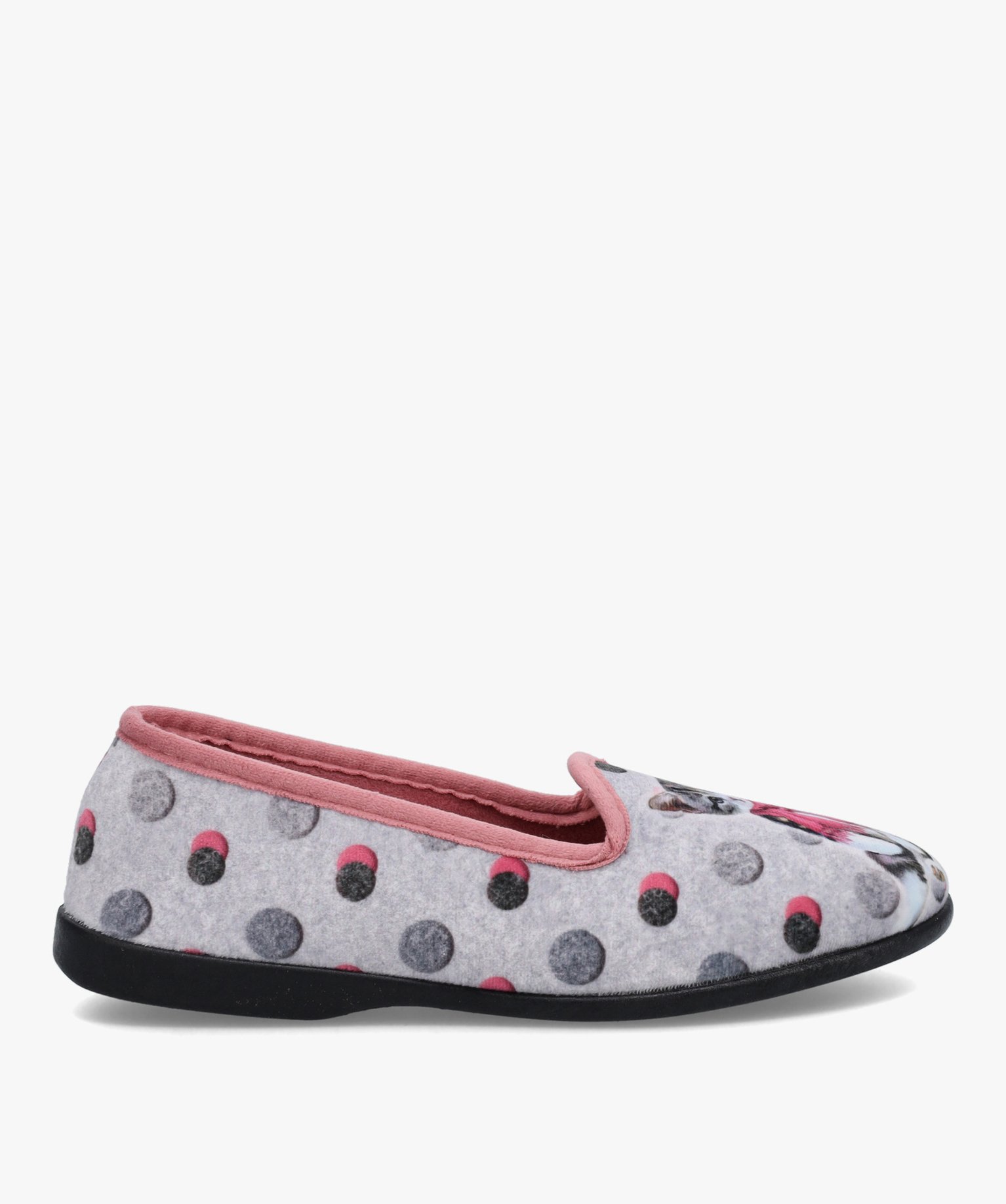 Chaussons femme en velours ras imprimés chat gris | GEMO