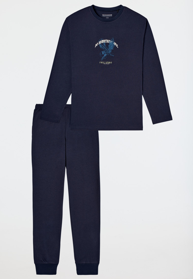 Schlafanzug lang nachtblau - Nightwear