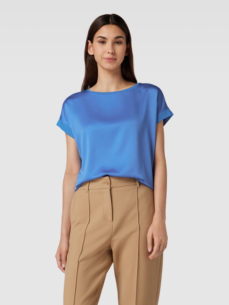 T-Shirt in Satin-Optik in blau