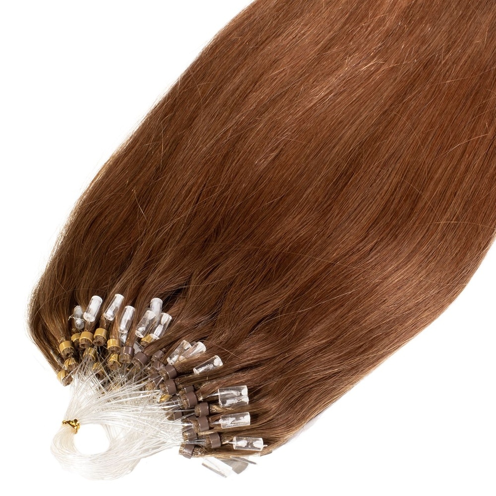 hair2heart Extensions à froid Microring Premium cheveux naturels #8 Marron clair 0.5g extensions