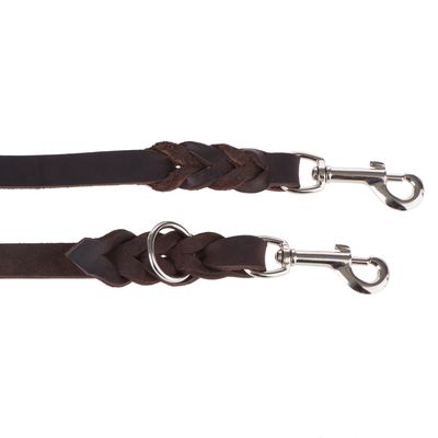 Heim Doppelleine aus Leder mit eingeflochtenem Karabiner