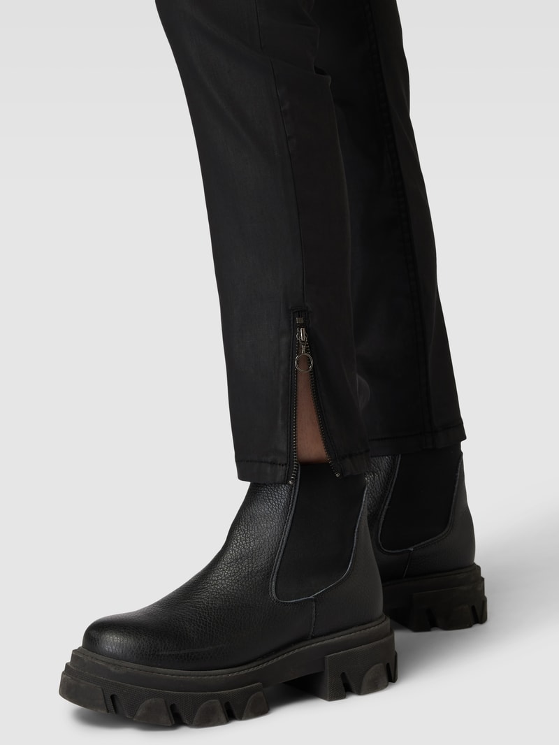Slim Fit Lederhose mit Gesäßtaschen Modell 'RICH' in schwarz