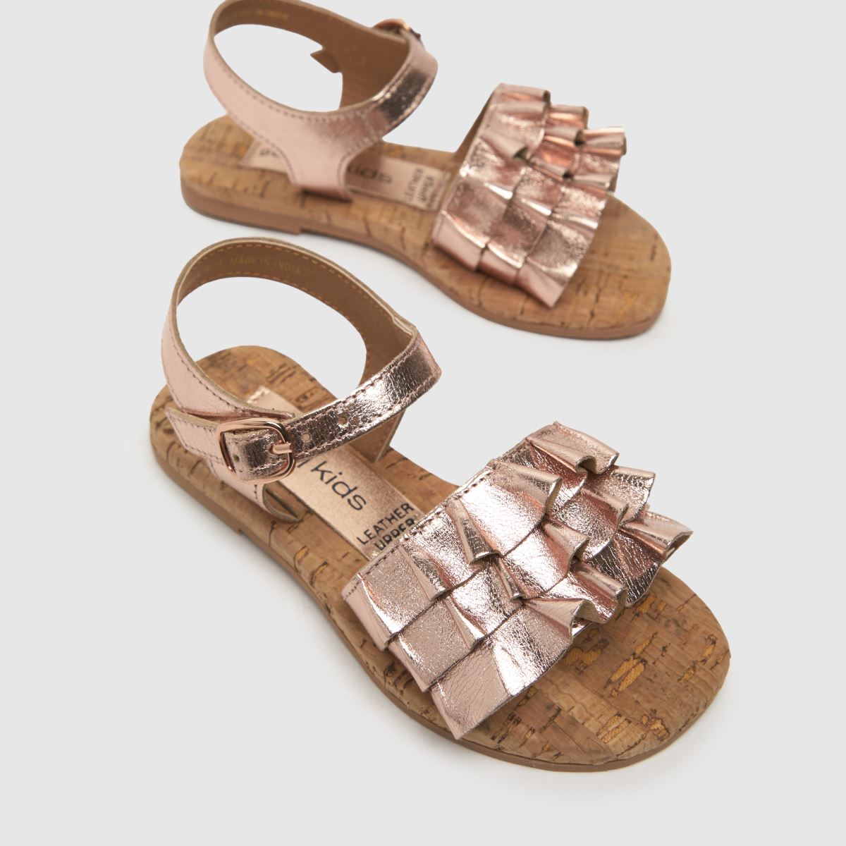 Schuh bronz karamellás fodros lányka kisgyermek szandál