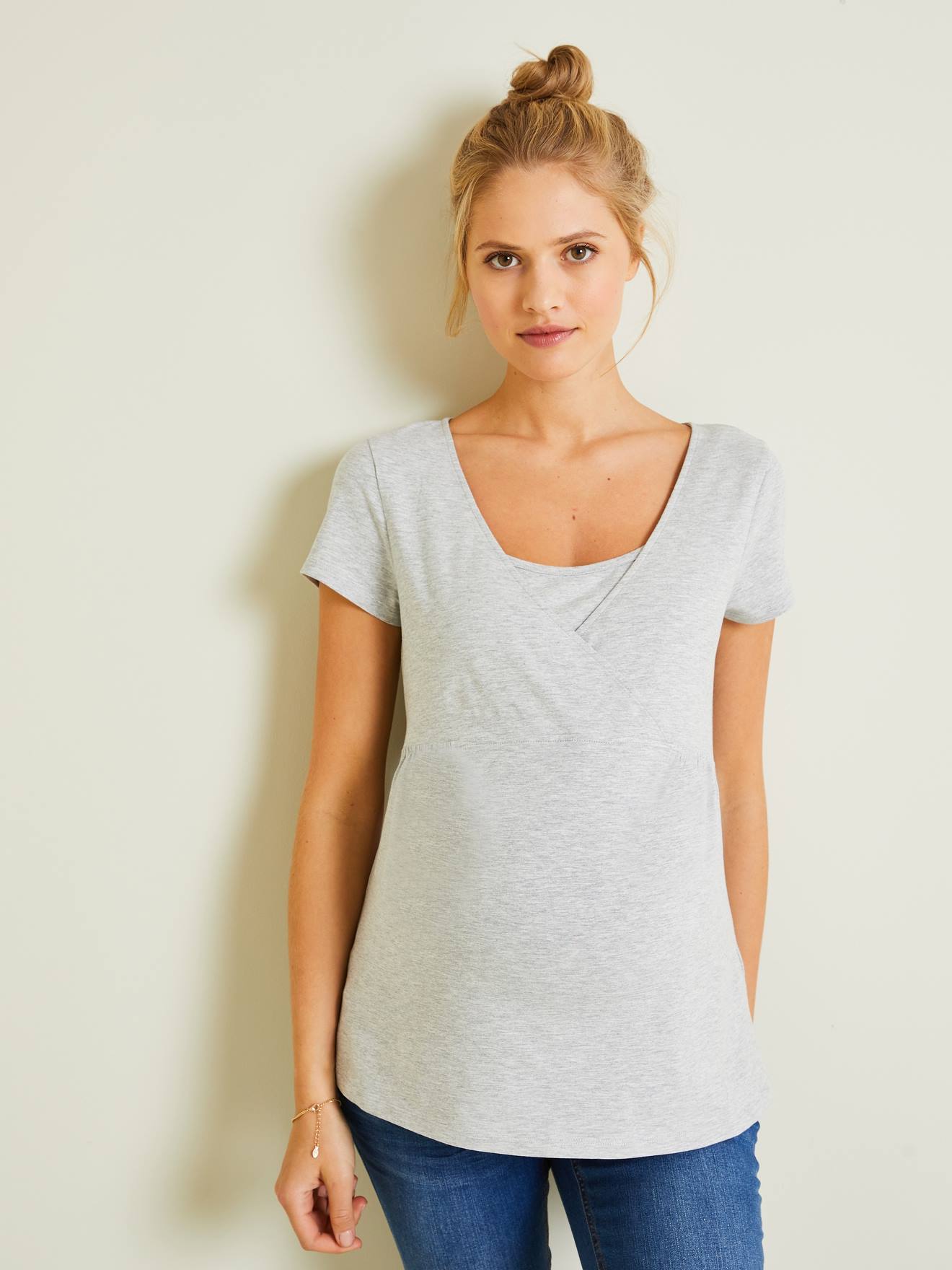 Lot de 2 T-shirts cache-coeur grossesse et allaitement noir