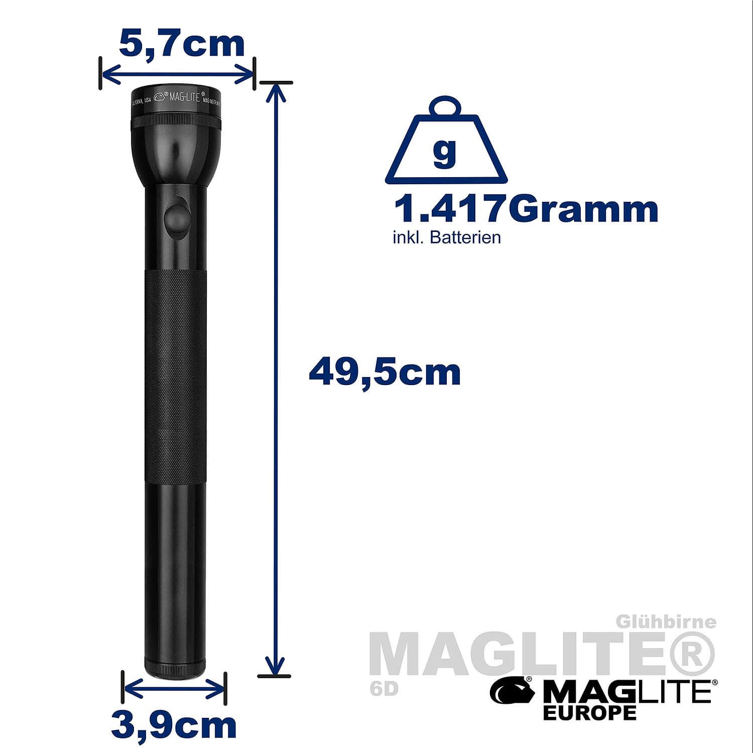 Classic Maglite 6D Xenon Taschenlampe