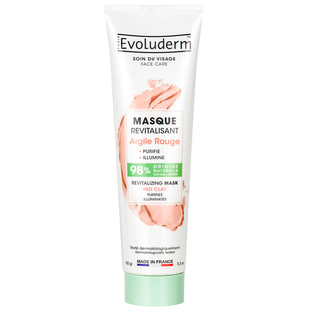 evoluderm Masque Visage Masque Revitalisant Argile Rouge - 150 gr