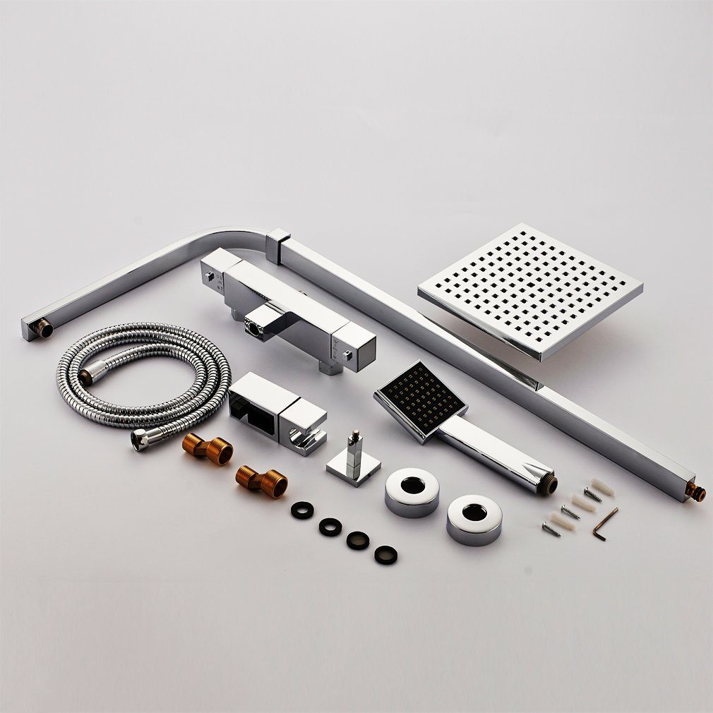 Auralum Duschsystem Duschsystem Edelstahl Duschamaturenset Duscharmatur mit Thermostat, Höhe 120 cm