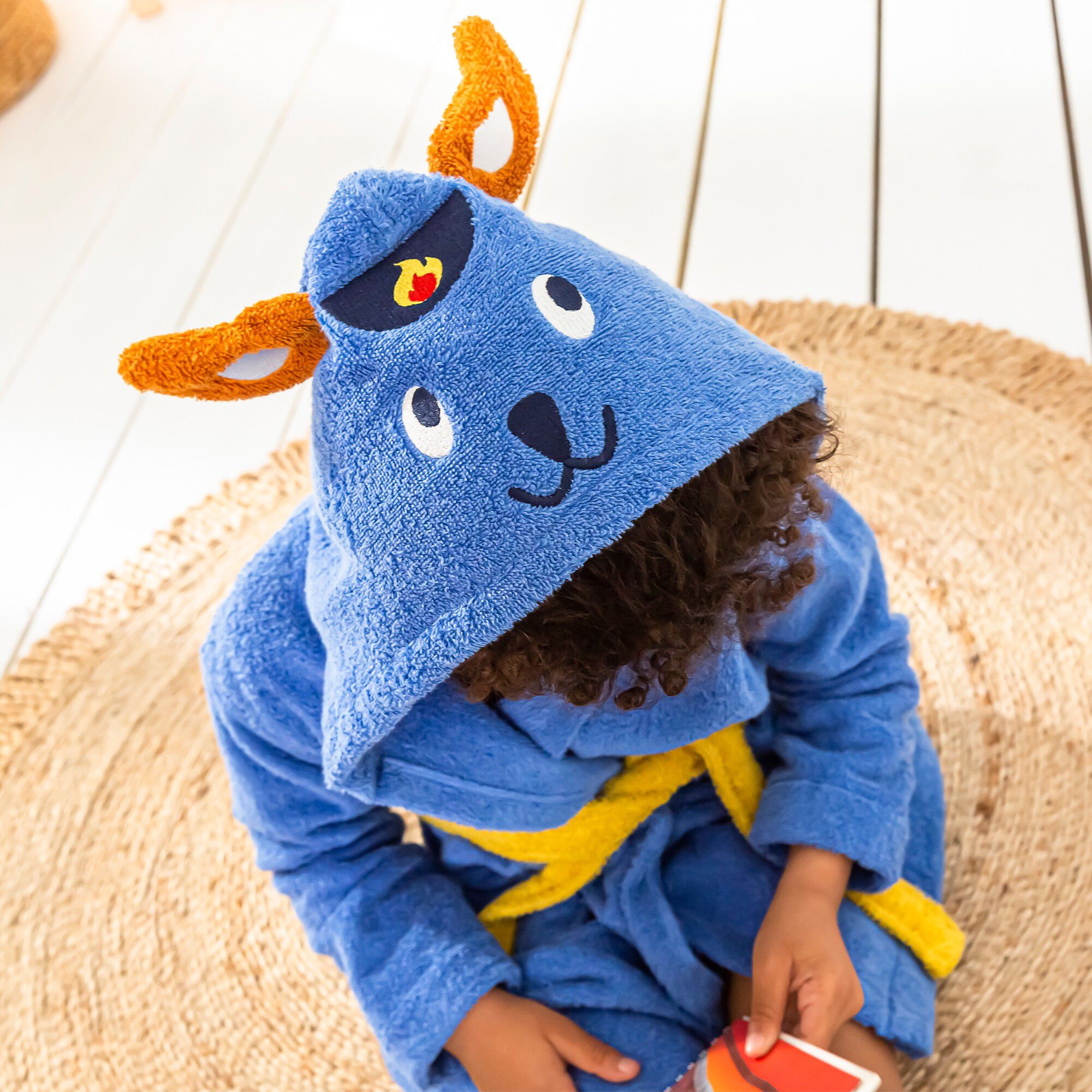 Peignoir de bain enfant Pin-pon à capuche éponge coton