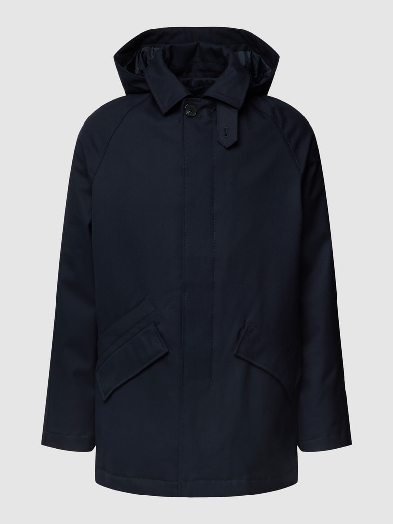 Parka mit Kapuze und Umlegekragen in marineblau