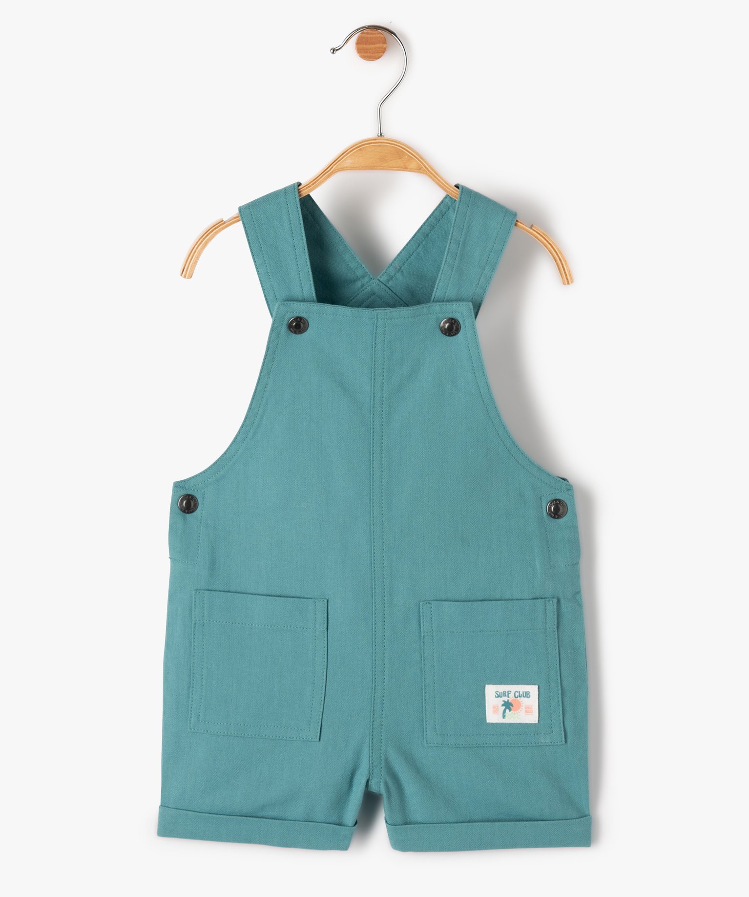 Salopette bébé Garçon courte à revers vert | GEMO