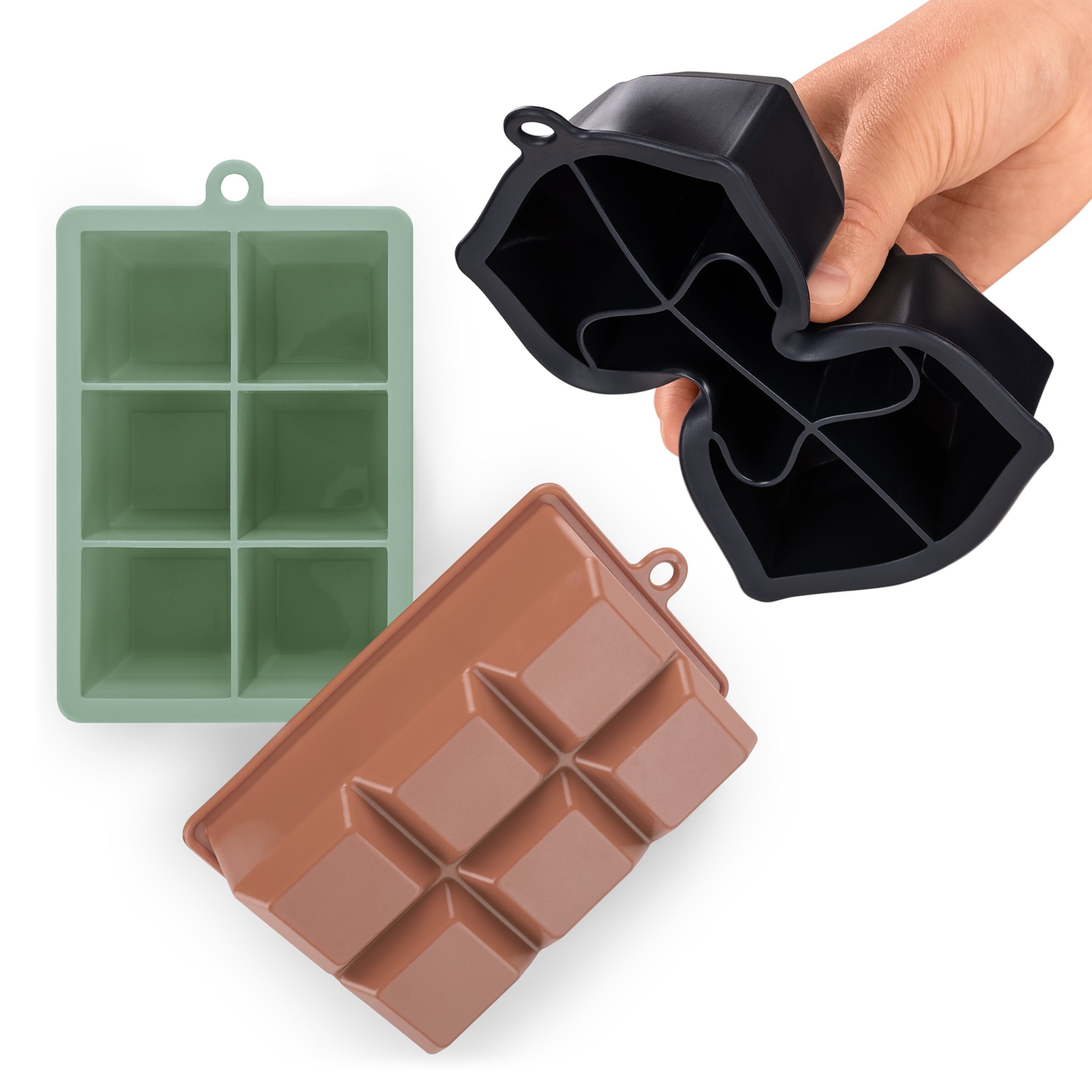 Blumtal Eiswürfelform Eiswürfelform Silikon Würfel - Würfelgröße XXL, 2x6er Pack, BPA frei, Leichtes Herauslösen der Eiswürfel