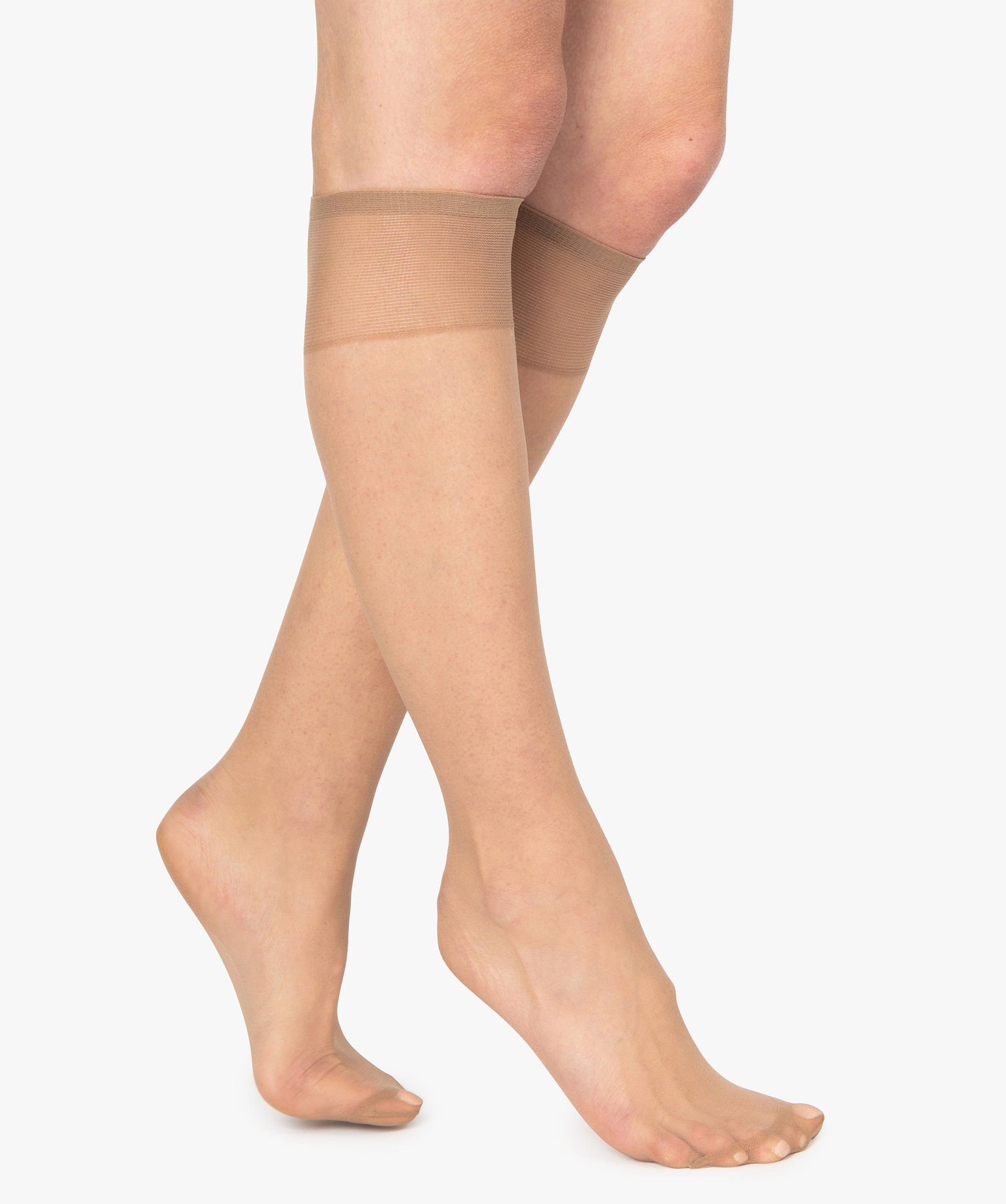 Mi-bas femme en mousse 20 deniers (lot de 3) beige clair | GEMO