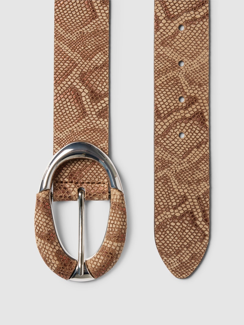 Ledergürtel mit Allover-Muster Modell 'Python' in camel