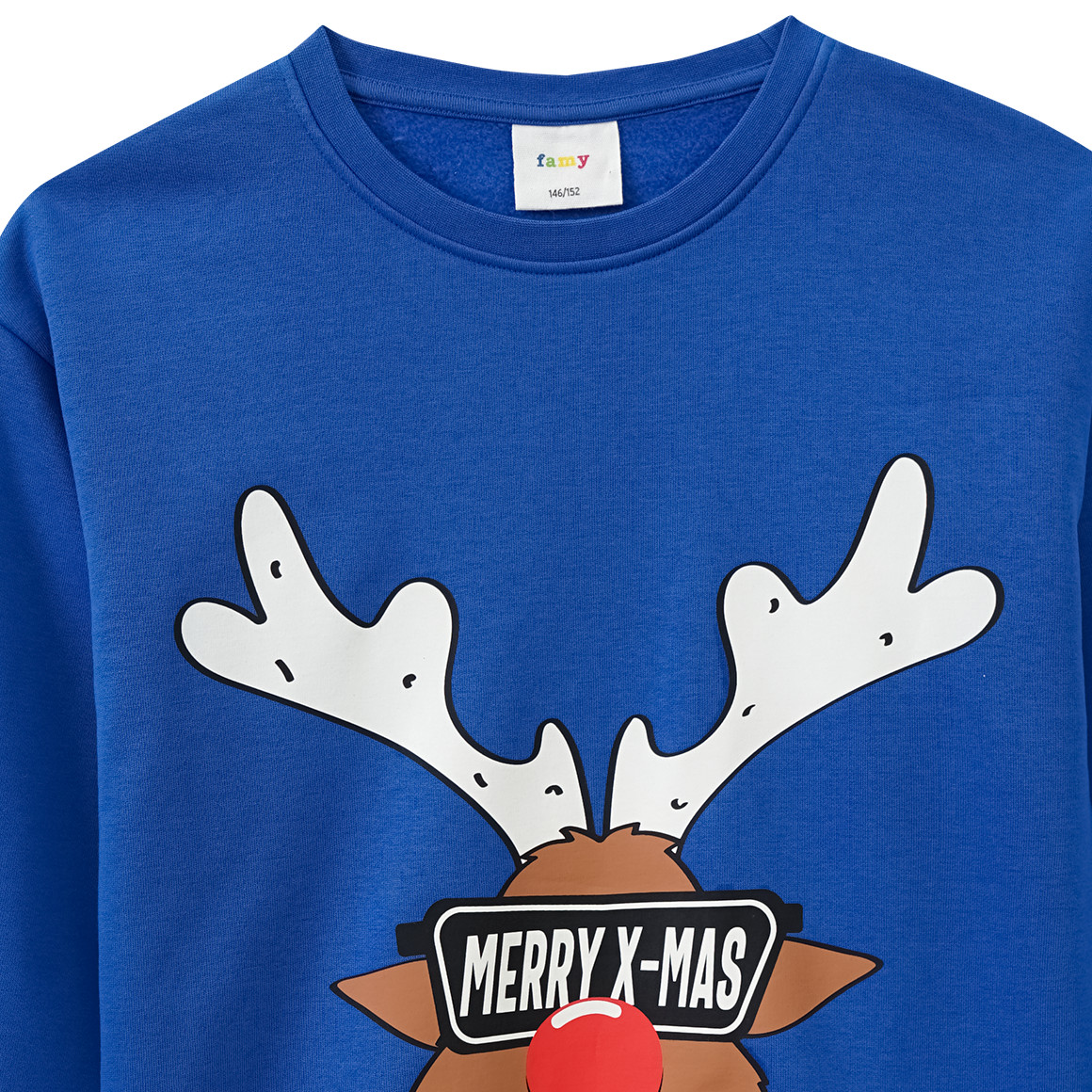 Jungen Weihnachtssweatshirt mit großem Print blau
