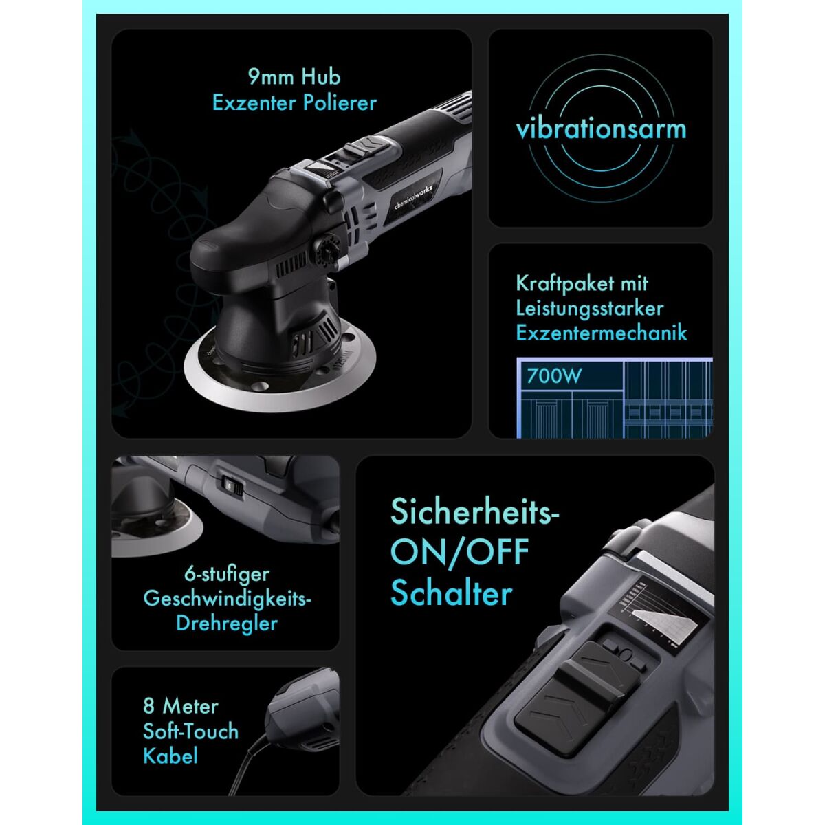 chemicalworkz DA9 Poliermaschinen Set mit Sonax Polituren