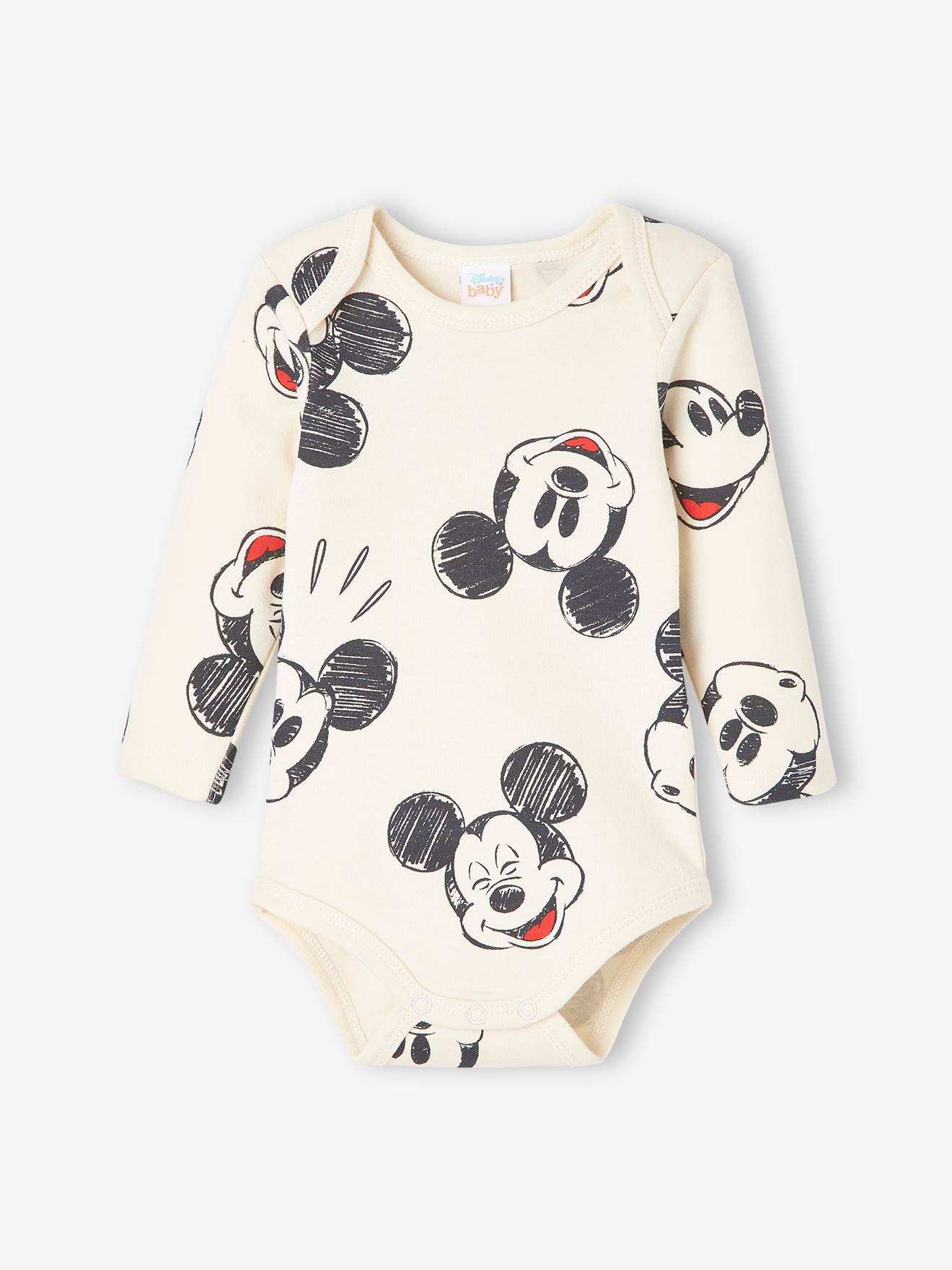 Lot de 2 bodies bébé garçon DS® Mickey gris fonce uni avec decor