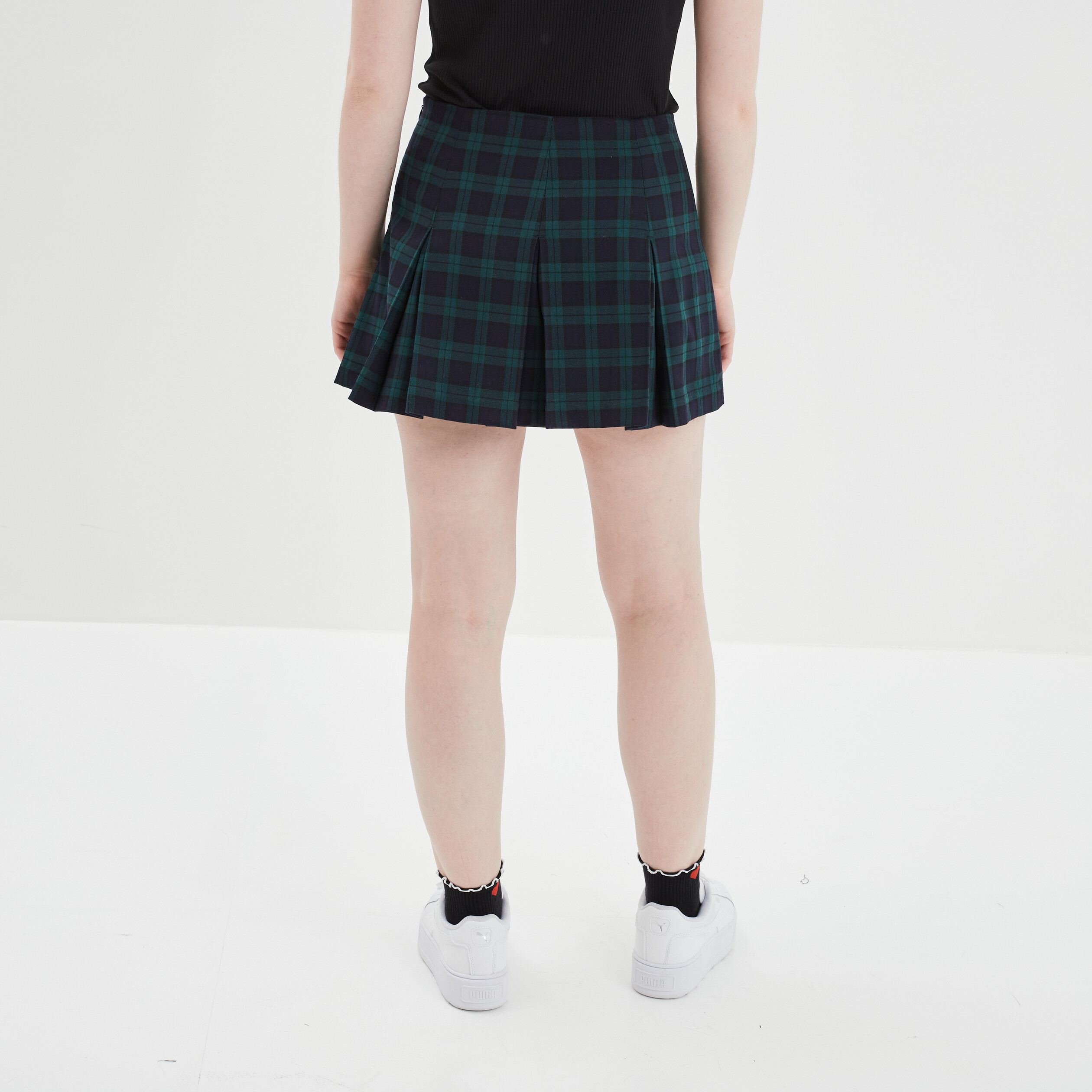 Jupe-short plissée courte bleu marine femme | La Halle