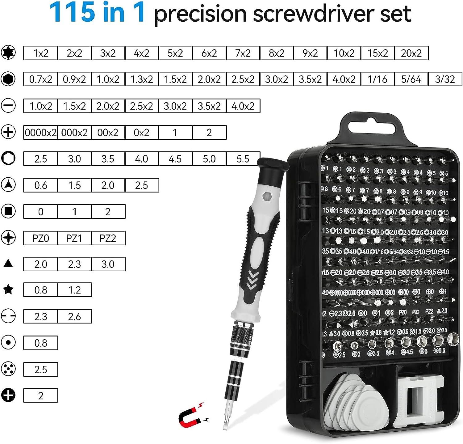 BlingBin Schraubendreher Set 115 in 1 Feinmechaniker Für PC Handy Brillen Uhr Werkzeugset, (Packung, 115 St), Multifunktional