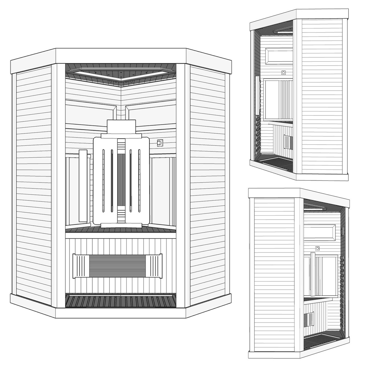 TroniTechnik Dewello® Infrarotkabine Infrarotsauna SALTCOATS 120cm x 120cm inkl. 3 Vollspektrumstrahler