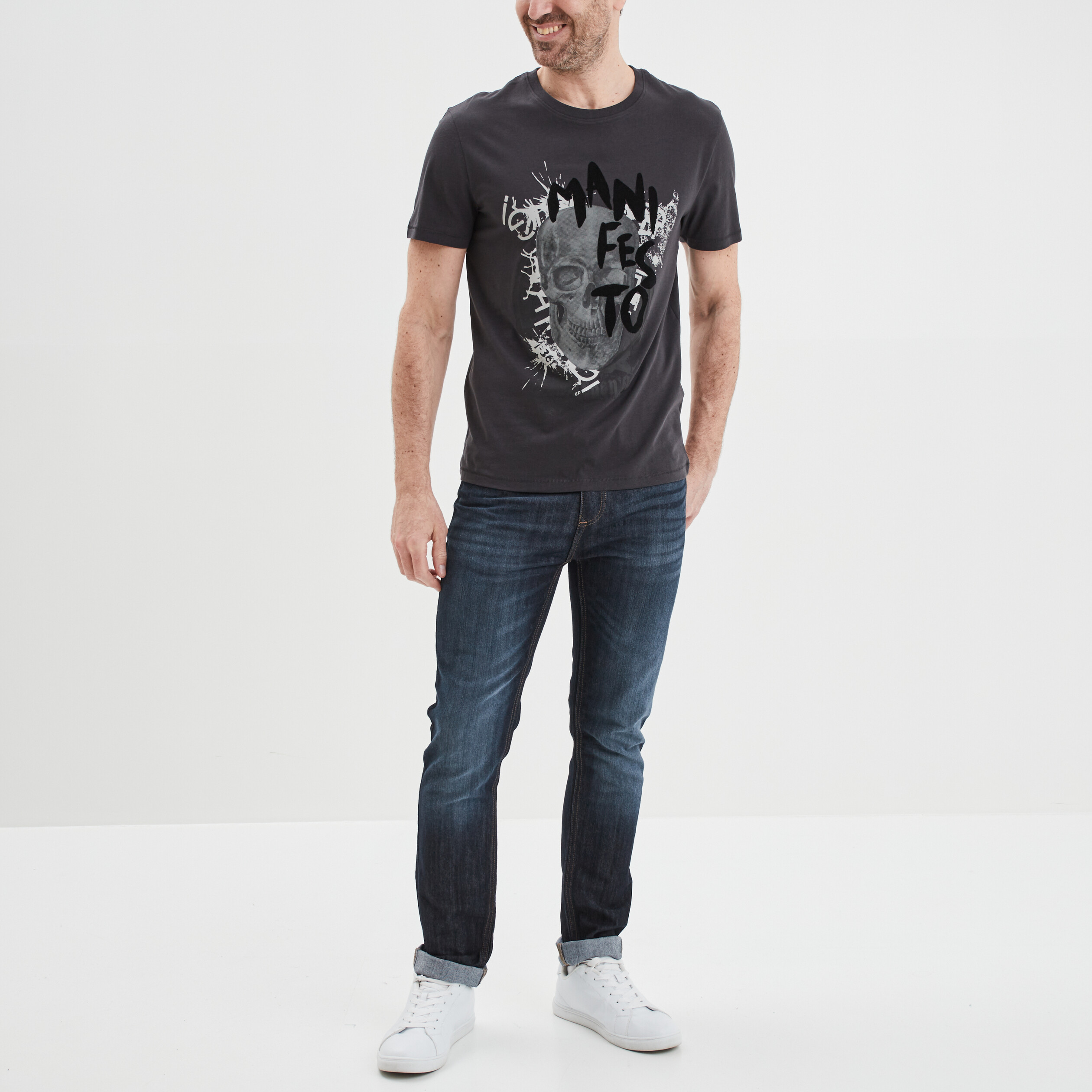 T-shirt manches courtes coton Liberto gris foncé homme | La Halle