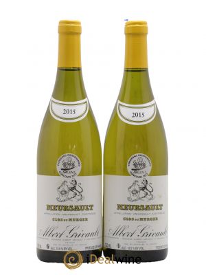 Meursault Clos du Murger Albert Grivault  2015 - Lot de 2 Bouteilles