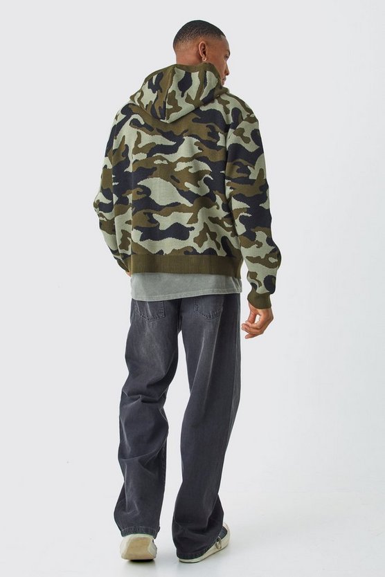 Oversize Camouflage Hoodie mit Reißverschluss