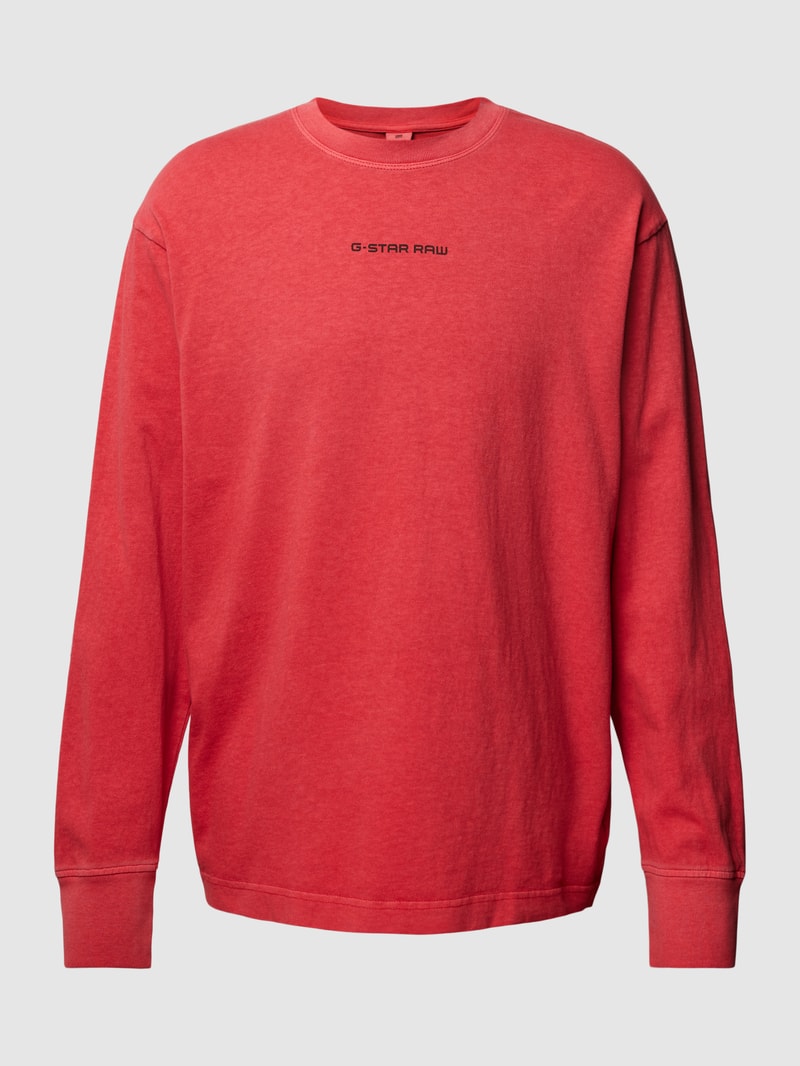 Sweatshirt in unifarbenem Design mit Label-Print in rot