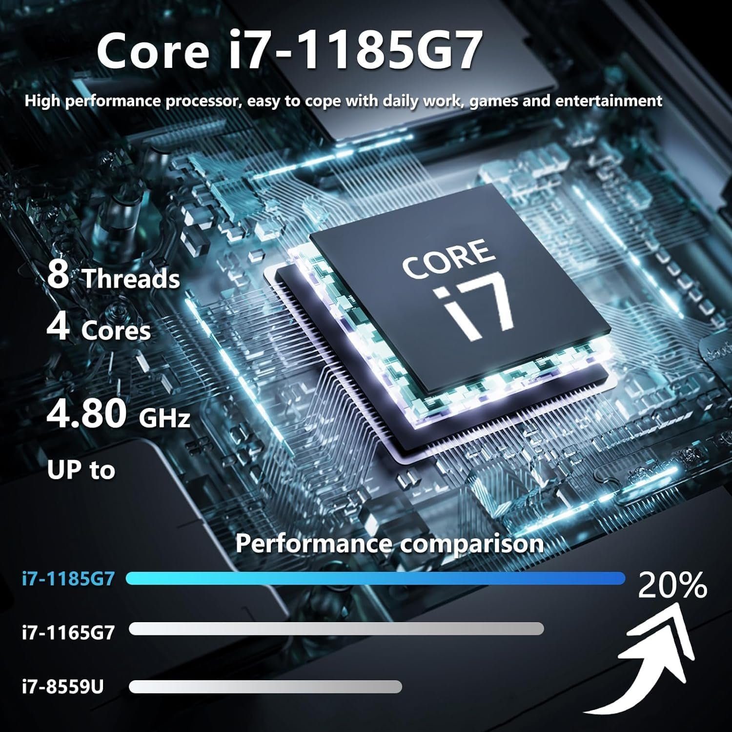 KUU Gaming-Notebook (Intel Core i7 1185G7, Iris Xe-Grafik, Full HD Display 16GB Ram Brillantes Display, vielseitige Anschlüsse)