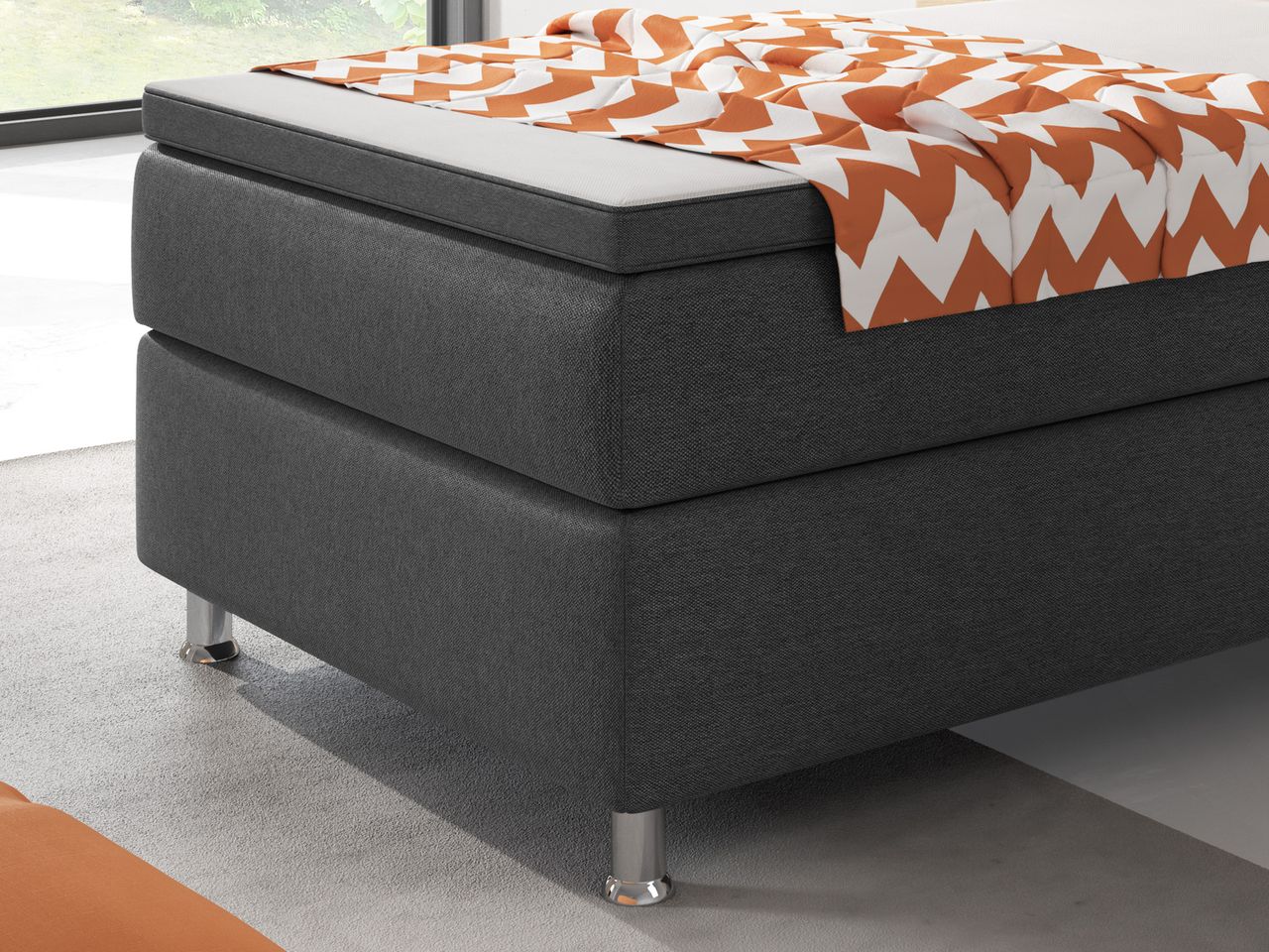 IHG Boxspringbett Berlin 90x200 cm Webstoff Antrazit