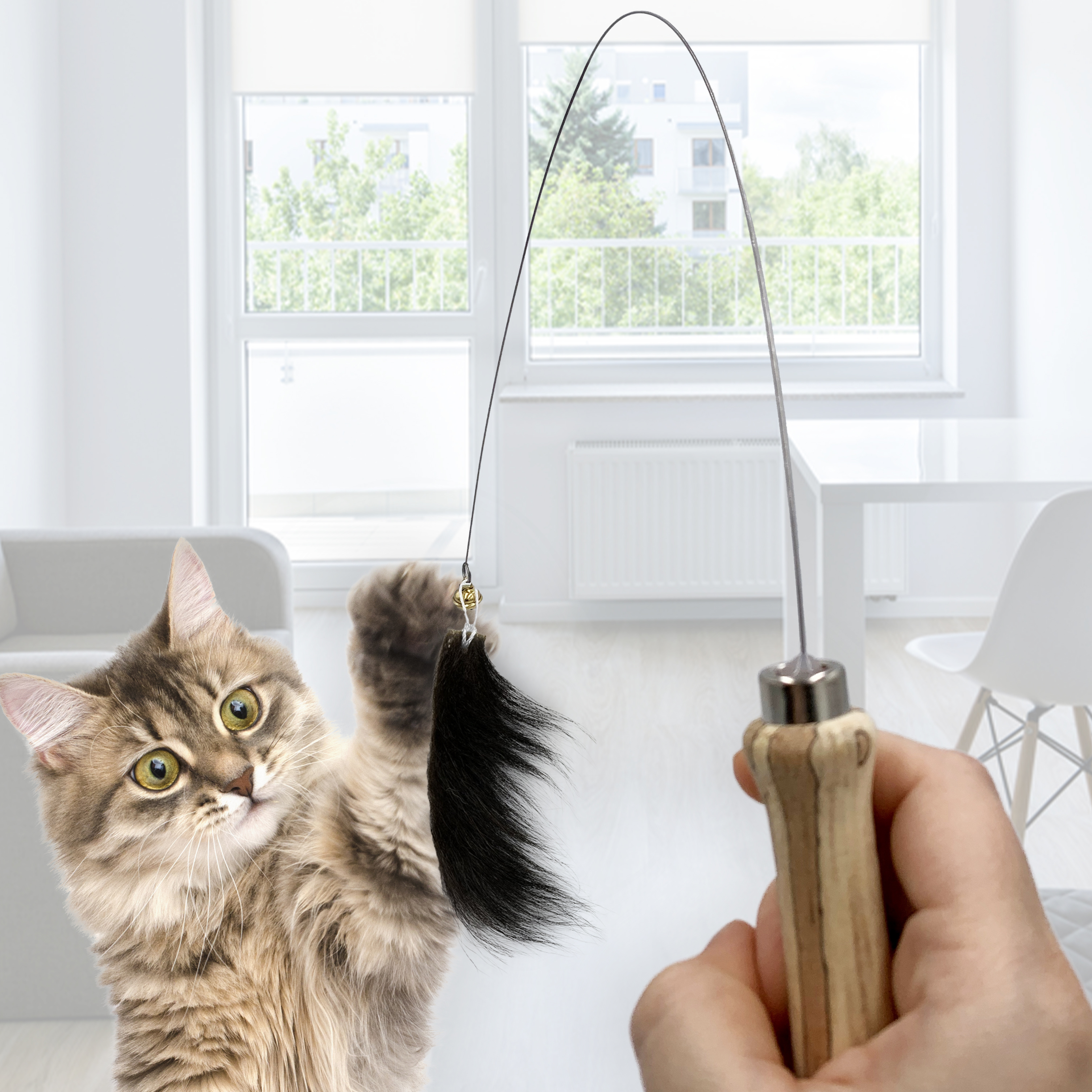 Kater Kasimir Katzenangeln Kater Kasimir Premium Katzenangel mit handgemachtem Anhänger aus echtem Ziegenfell