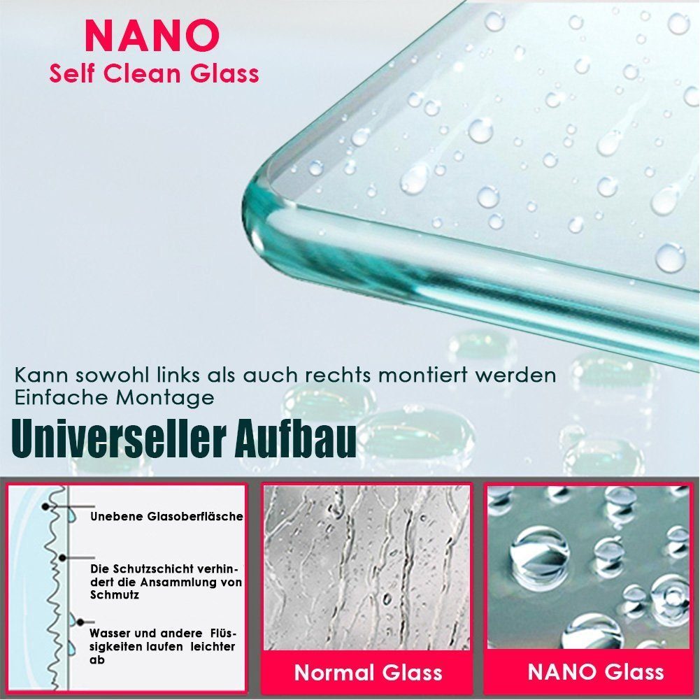 SONNI Badewannenaufsatz Duschtrennwand für Badewanne, 120x140 cm, für Badezimmer, Einscheibensicherheitsglas mit Nano Beschichtung, ESG mit Nano Beschichtung