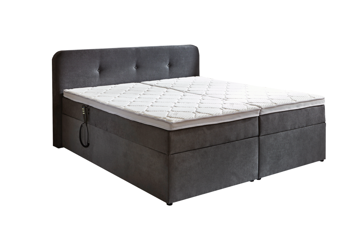 Sun Garden Boxspringbett Gabriola mit Bettkasten Grau 180 x 200 cm
