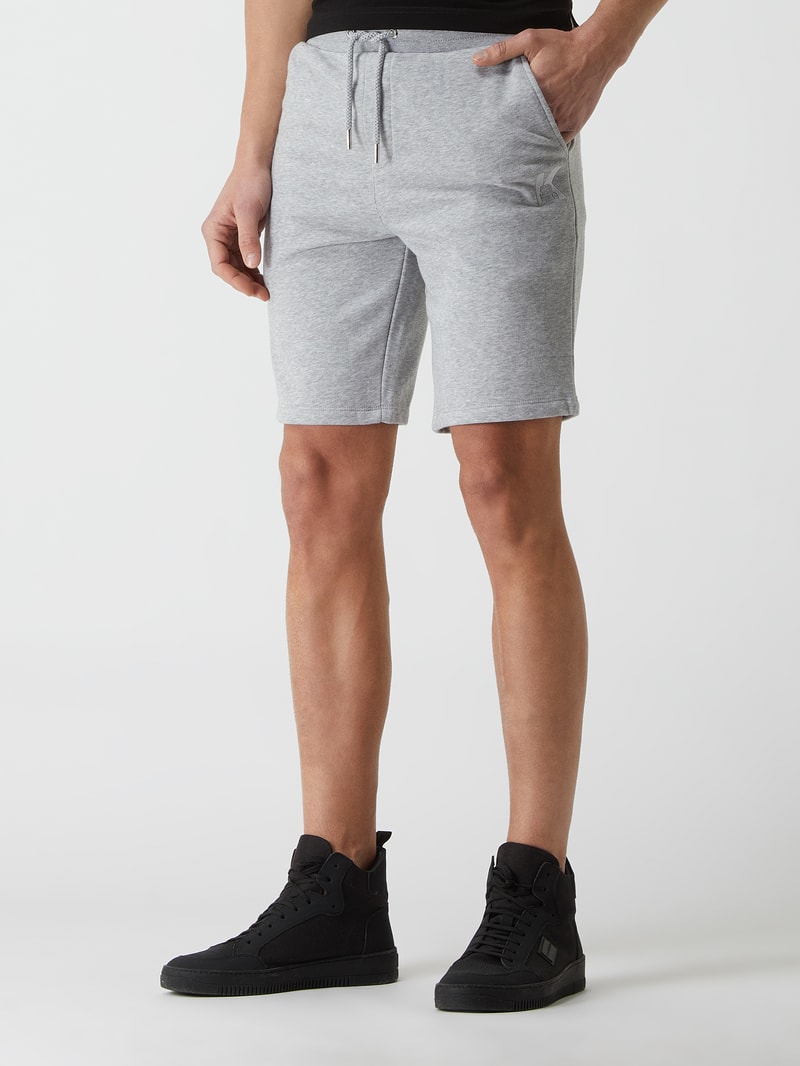 Sweatshorts mit Logo in mittelgrau