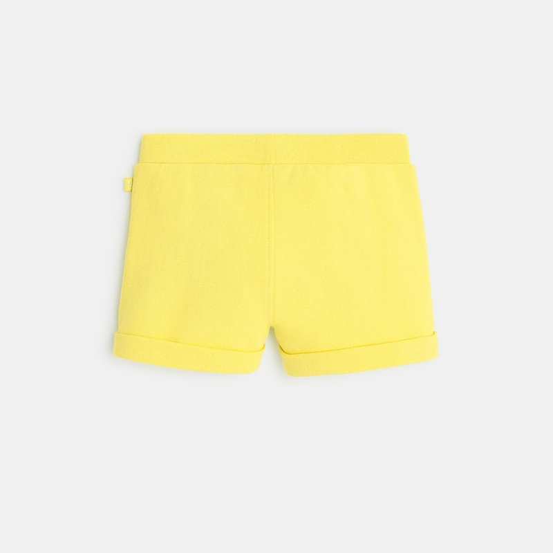 Short à plis en molleton jaune bébé fille
