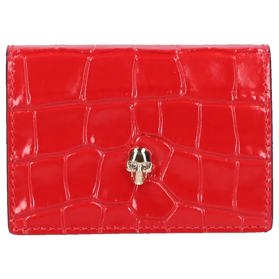 Alexander McQueen - Wallet on Chain SKULL Kalbsleder - rot