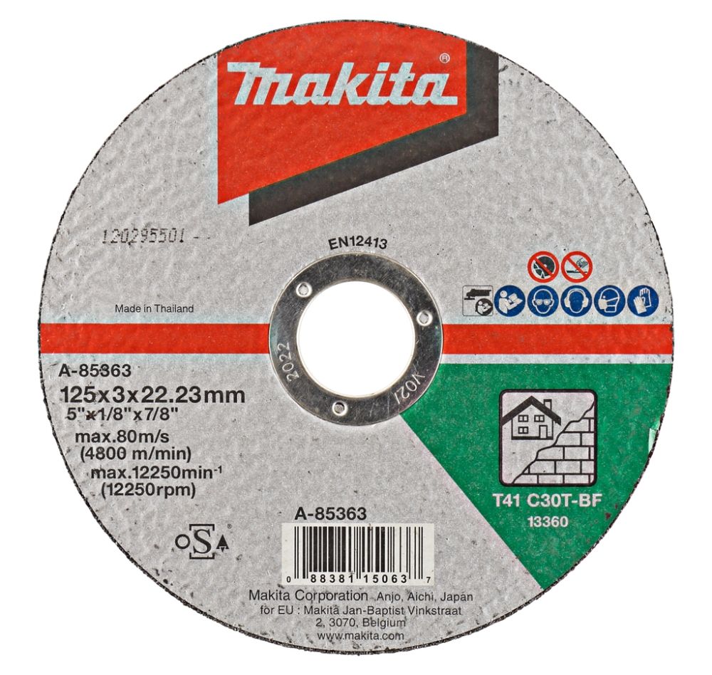 Makita Zubehör A-85363 Trennscheibe aus Stein 125 x 22,2 mm, 1 Stück
