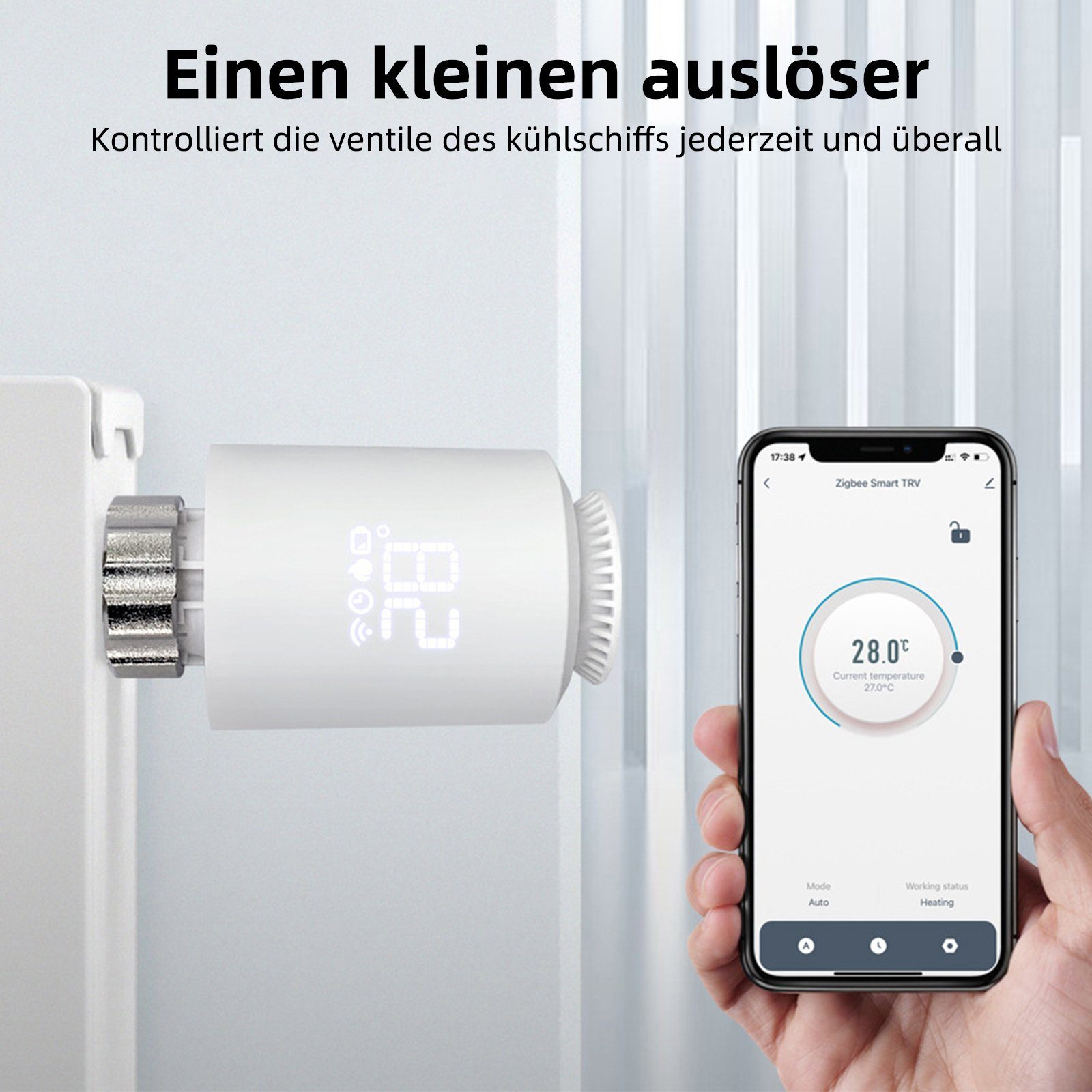TWSOUL Heizkörperthermostat Mobile APP steuert intelligenten Thermostat, (1 St) Hochpräzise Einstellung, Mehrere Moduseinstellungen zum Energiesparen