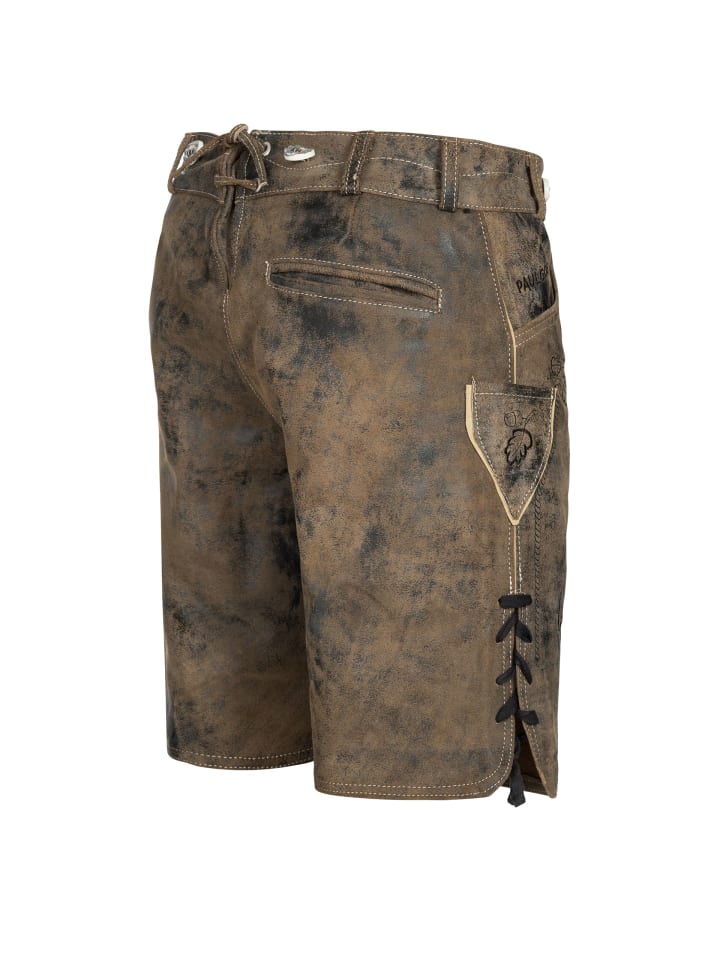 PAULGOS Lederhose Kurz Echtleder HK4 ANTIK in Whiskybraun günstig kaufen
