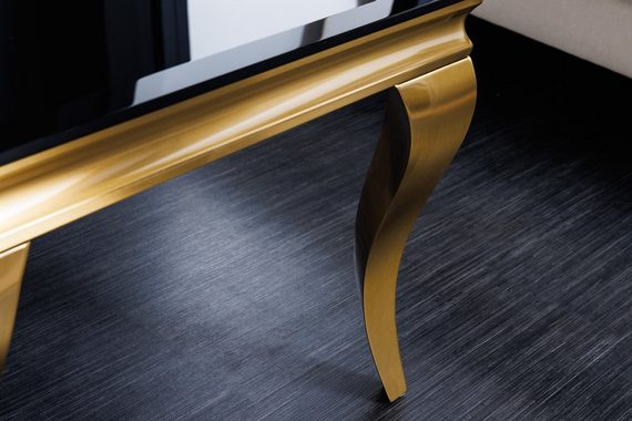 riess-ambiente Couchtisch MODERN BAROCK 100cm schwarz / gold (Einzelartikel, 1-St), Wohnzimmer · Glasplatte · Edelstahl · eckig
