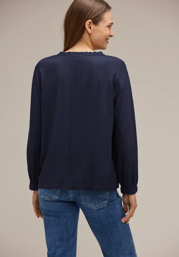 Street One Unifarbene Bluse mit Rüschen