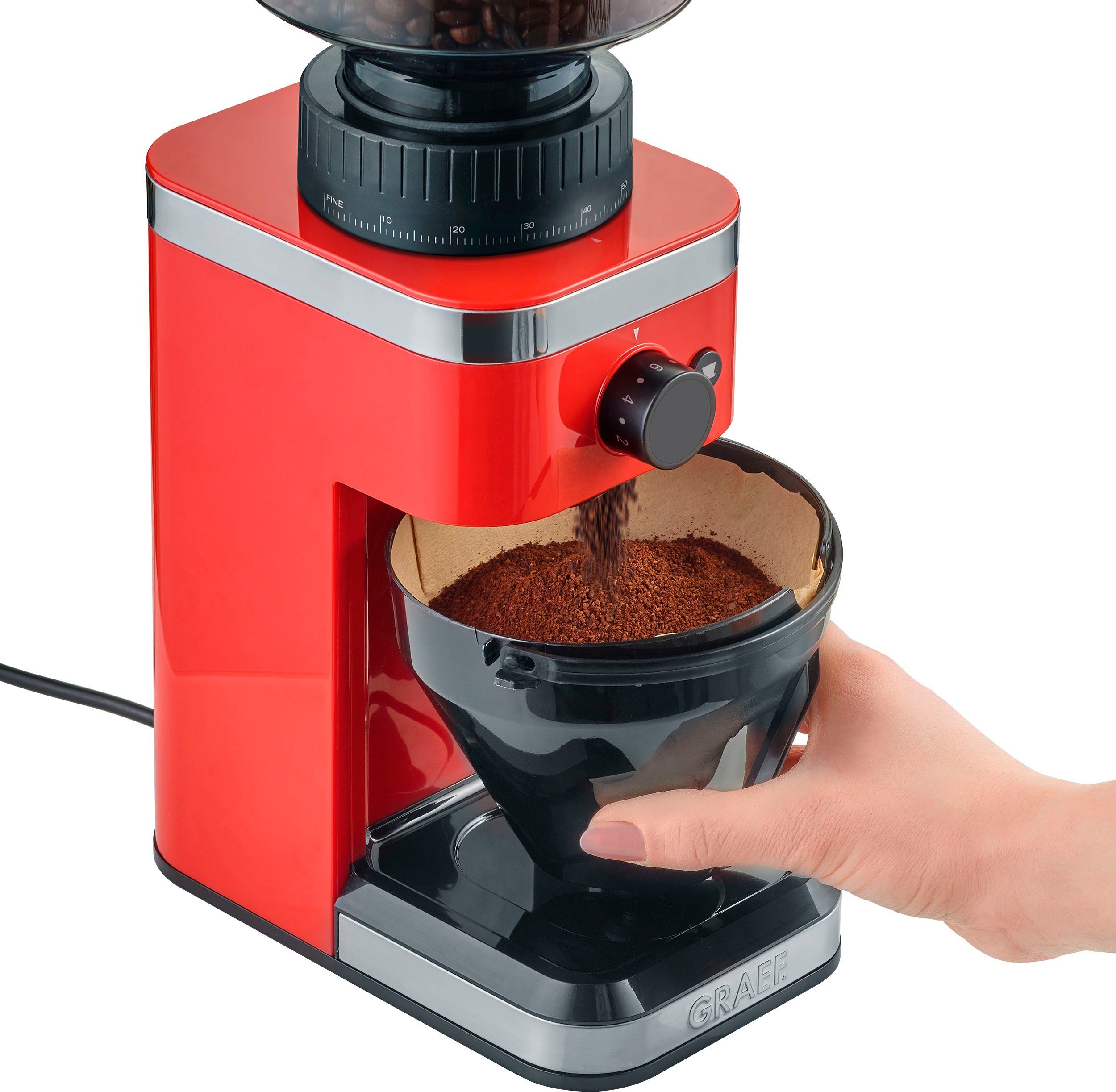 Graef Kaffeemühle CM 503, rot, 135 W, Kegelmahlwerk