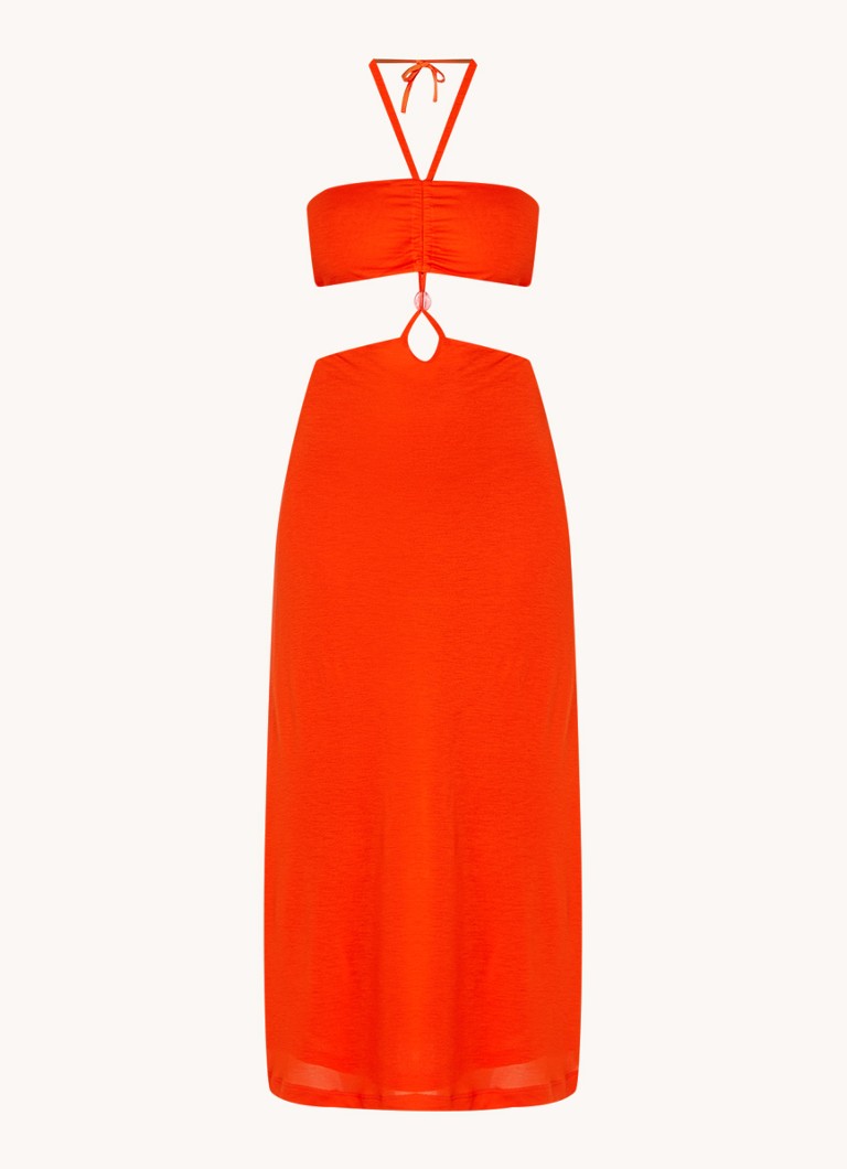 Vestido midi Emma de ba&sh en lyocell con detalles perforados.