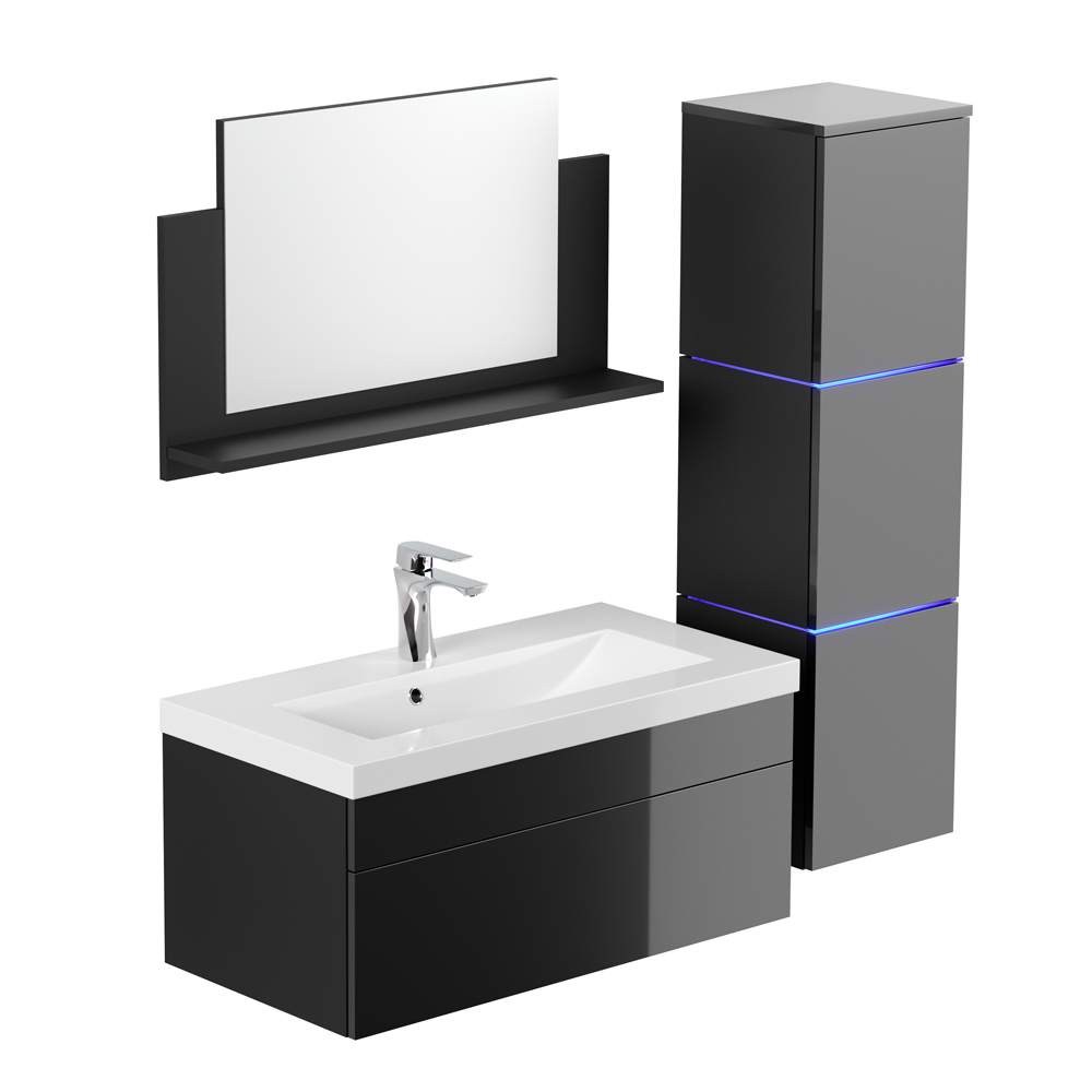 Home Deluxe Badmöbel WANGEROOGE BIG 80 cm L - schwarz