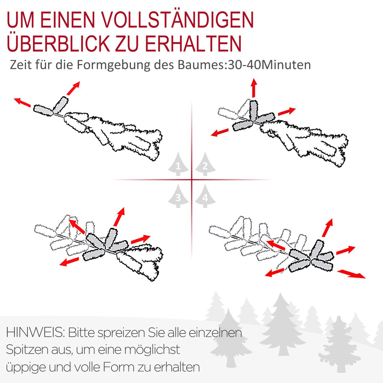 HOMCOM 180 cm Weihnachtsbaum Künstlich Naturgetreu Dichte Zweige Kunsttanne Tannenbaum mit 4030 Astspitzen realistisches Aussehen für Weihnachtsfest Grün